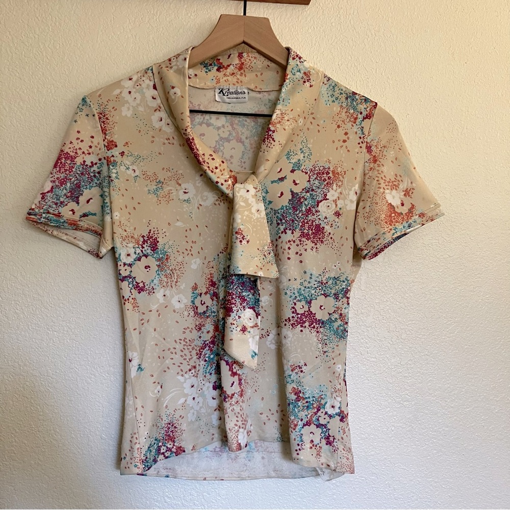 Kreations Floral Neck Tie Blouse